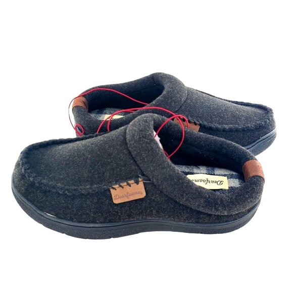 New Dearfoams 7/8 Men's Wool Slippers Slip-on Loafer House Winter Shoes Leisure - Picture 5 of 10